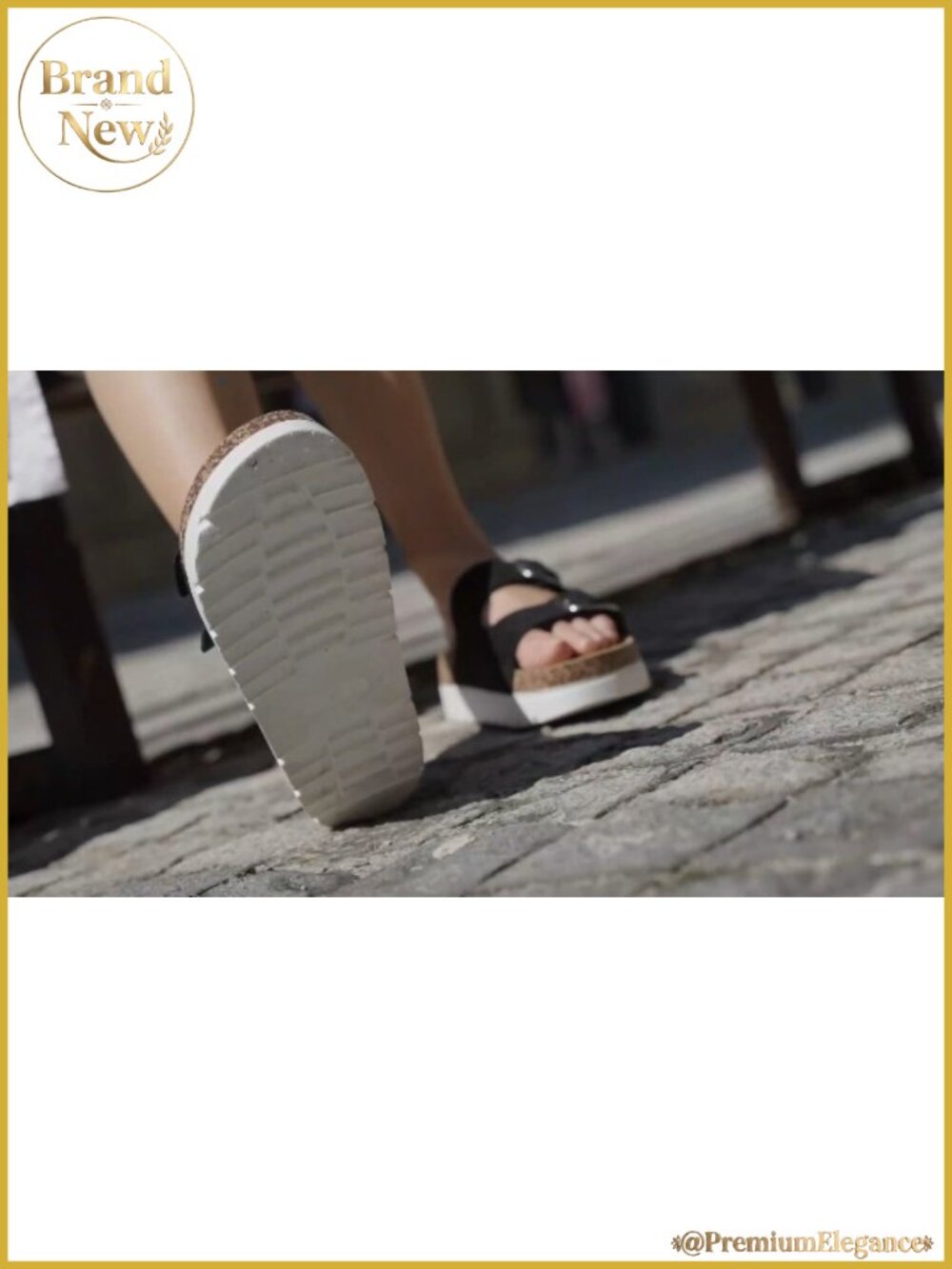 Women's Platform Sandals Cork Footbed Slides Double Buckles Open Toe - Picture 6 of 6